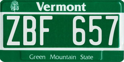VT license plate ZBF657