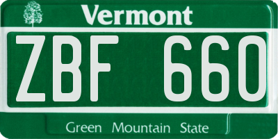 VT license plate ZBF660