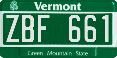 VT license plate ZBF661