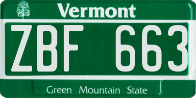 VT license plate ZBF663