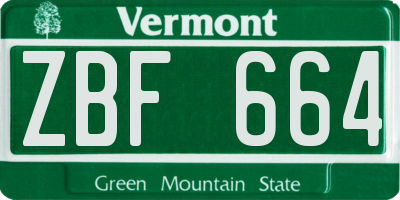 VT license plate ZBF664
