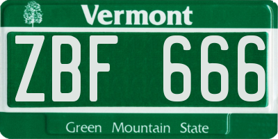 VT license plate ZBF666