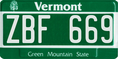 VT license plate ZBF669