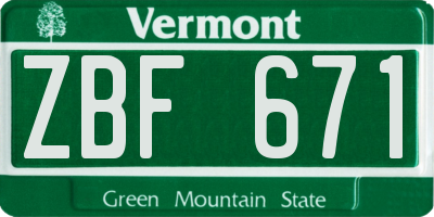 VT license plate ZBF671