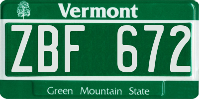 VT license plate ZBF672