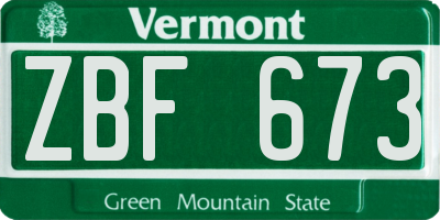 VT license plate ZBF673