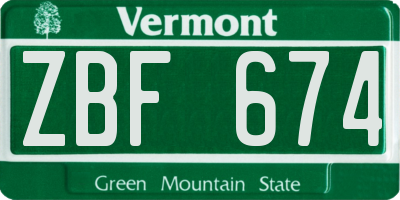 VT license plate ZBF674