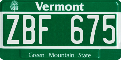 VT license plate ZBF675