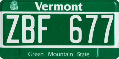 VT license plate ZBF677