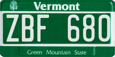 VT license plate ZBF680