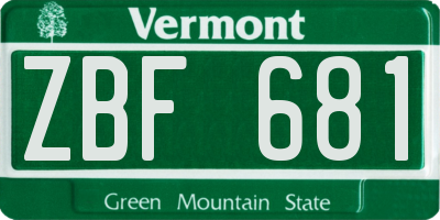 VT license plate ZBF681