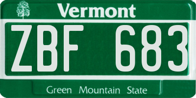 VT license plate ZBF683