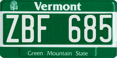 VT license plate ZBF685