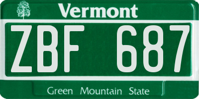 VT license plate ZBF687
