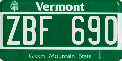 VT license plate ZBF690