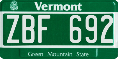 VT license plate ZBF692