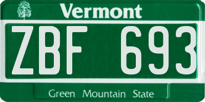 VT license plate ZBF693