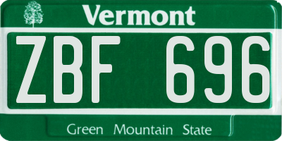 VT license plate ZBF696