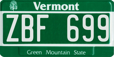 VT license plate ZBF699