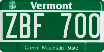 VT license plate ZBF700