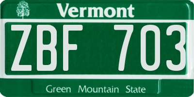 VT license plate ZBF703