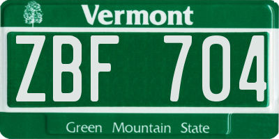 VT license plate ZBF704