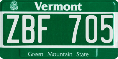 VT license plate ZBF705
