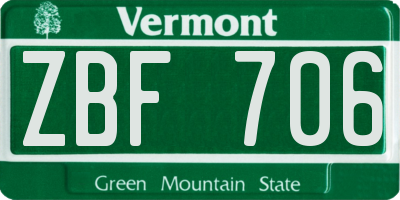 VT license plate ZBF706