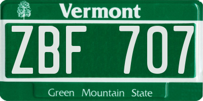 VT license plate ZBF707