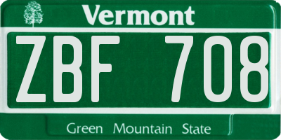 VT license plate ZBF708