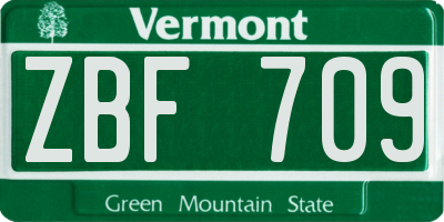 VT license plate ZBF709