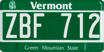 VT license plate ZBF712