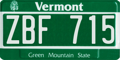 VT license plate ZBF715