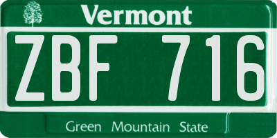 VT license plate ZBF716