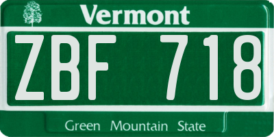 VT license plate ZBF718