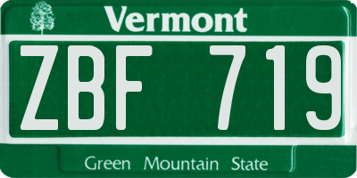 VT license plate ZBF719