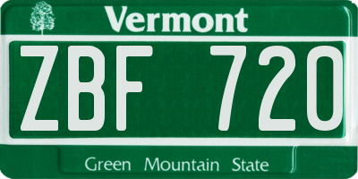VT license plate ZBF720