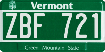 VT license plate ZBF721