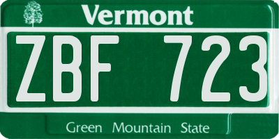 VT license plate ZBF723