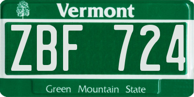 VT license plate ZBF724