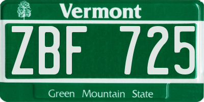 VT license plate ZBF725