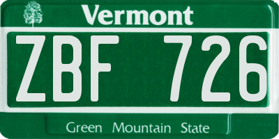 VT license plate ZBF726
