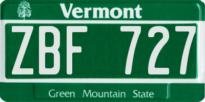 VT license plate ZBF727