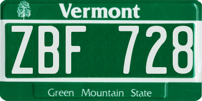 VT license plate ZBF728