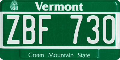 VT license plate ZBF730