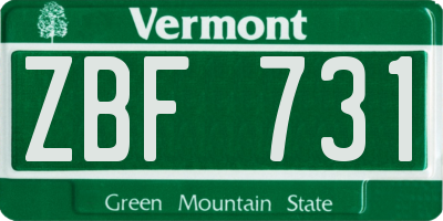 VT license plate ZBF731