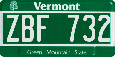 VT license plate ZBF732