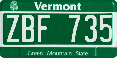 VT license plate ZBF735
