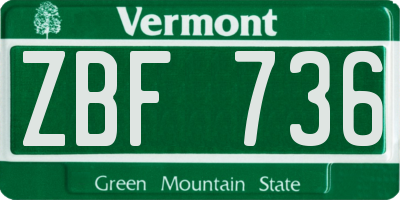 VT license plate ZBF736