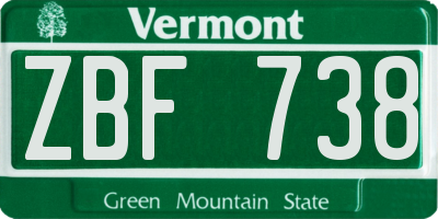 VT license plate ZBF738